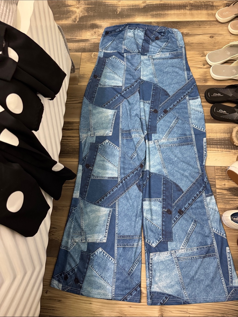 Wide Leg Patchwork Blue Women's jumper